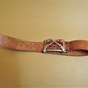 Davy Crocket Childs Vintage Leather Belt & Buckle